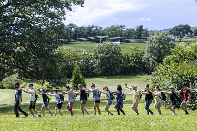 Students participating in team activity at McDaniel Local event.