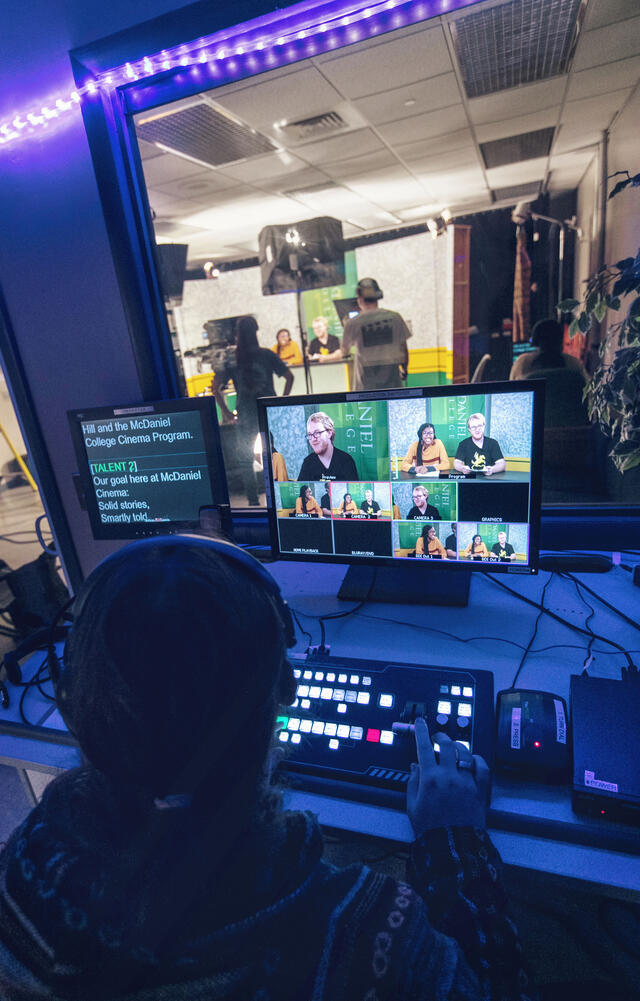 Students in Cinema studio