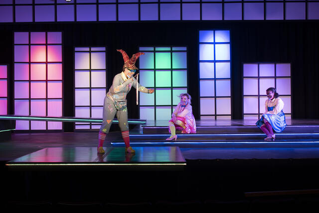 McDaniel students Nicholle D'Anna, Mandy Murren, and Octavia Baryayebwa in “As You Like It (abridged).”