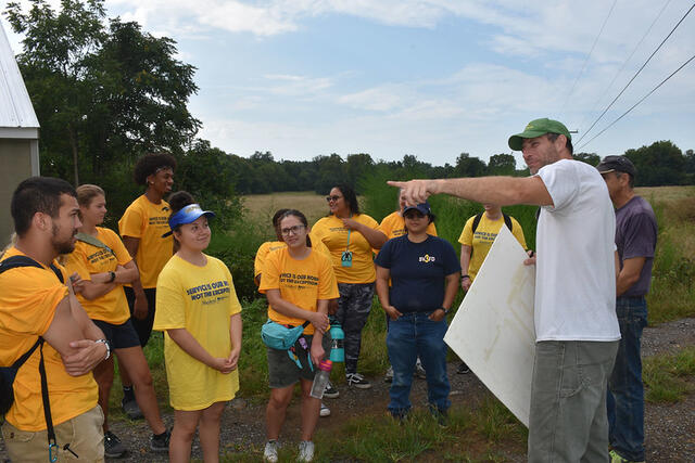 Jeff Groff with students - day of service