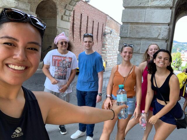 A group photo of McDaniel students studying abroad in Budapest.