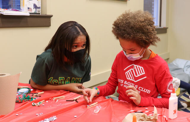 Bria Hill, first-year student from Waldorf, Md., with Ortez, 9