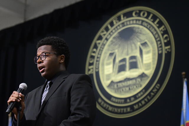 Jordan Greene, '24 performs the National Anthem