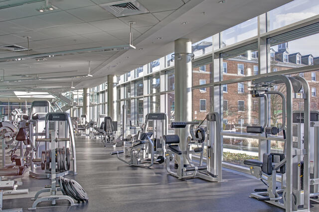 Photos of cardio equipment in Merritt Fitness Center.