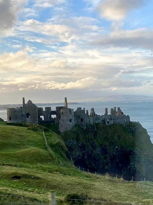 Grey castle ruins in Ireland 