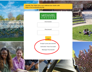 Screenshot of MyMcDaniel Login screen