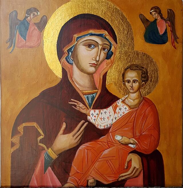 Painting of Madonna with Child by Katya Dovgan.