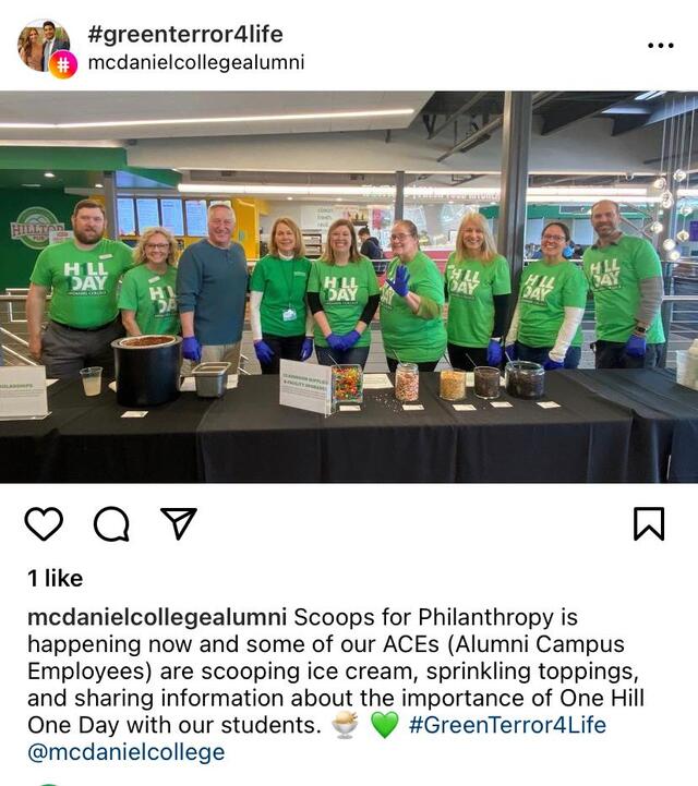 Social Media screenshot from McDaniel's Alumni 