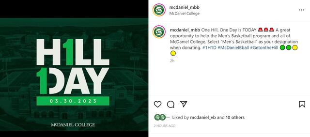 Social media screenshot for One Hill, One Day. 