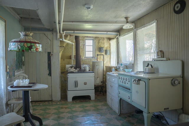 A 1900s kitchen preserved at Union Mills.