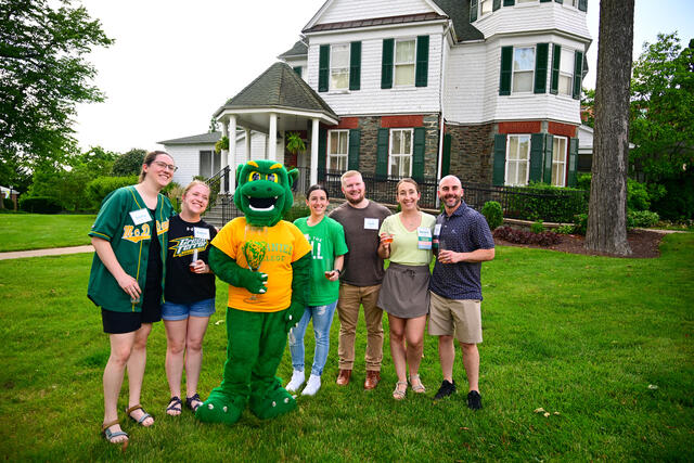 Alumni couples with the Green Terror after the vow renewal ceremony.