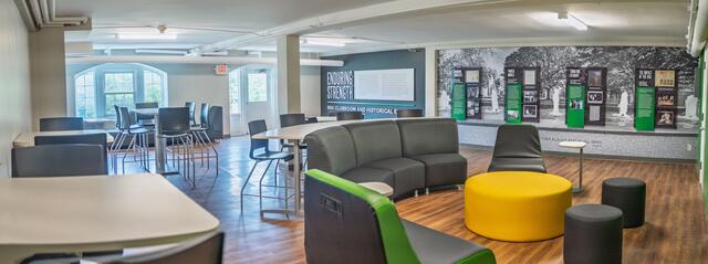 Panoramic View of Clubroom with tables and chairs