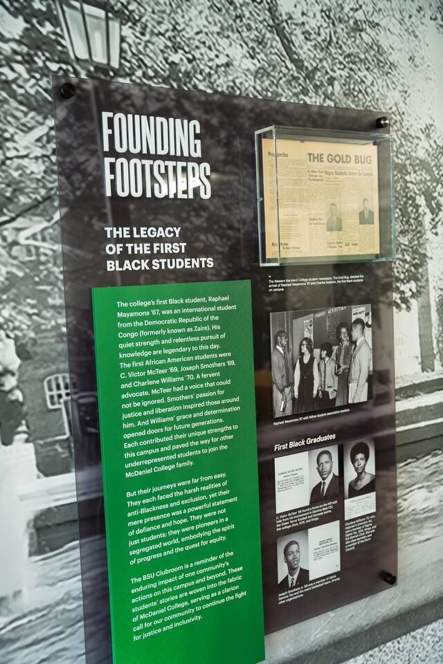 Wall sign with heading that says "Founding Footsteps"