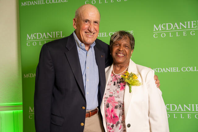 Dr. Patricia Dorsey M. Ed. '83, Bailer Award, with Dr. Skip Fennell