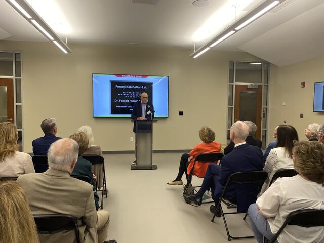 Merritt Hall dedication Skip Fennell crowd