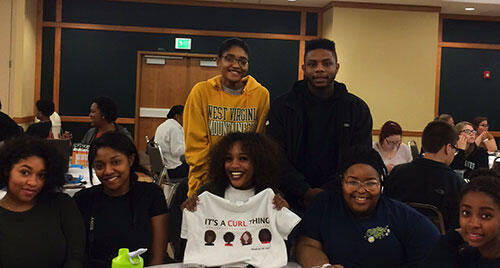 McDaniel students attend It's A Curl Thing. 