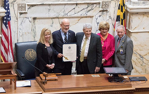 President Casey received the House of Representatives citation celebrating the signing of the College's Charter. 