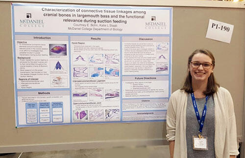 Courtney Bohn in front of her poster.