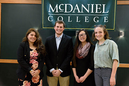 Trumpeters, left to right, are Jocelyn Diaz, Tabitha Schade and William Giles. (Not pictured, Christina DeJoseph and Camden Ostrander)