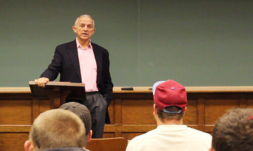 Rich Klitzberg in the classroom at McDaniel College.