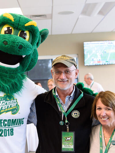 McDaniel College mascot with Randy Day '77
