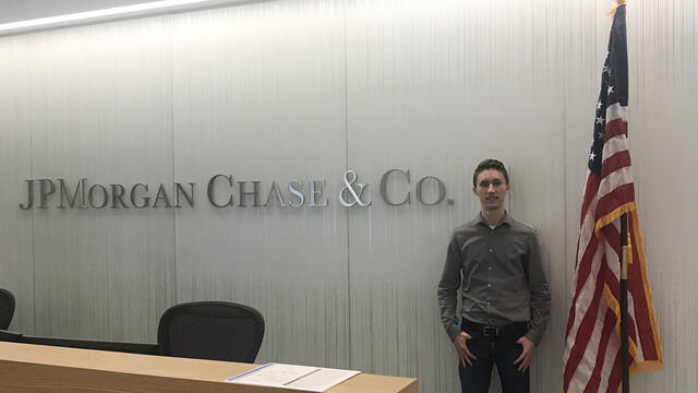 Daniel Smith at summer internship at JP Morgan Chase & Co. in Newark, Del.