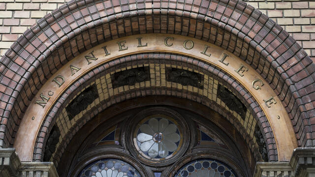 McDaniel College entrance sign in Budapest.