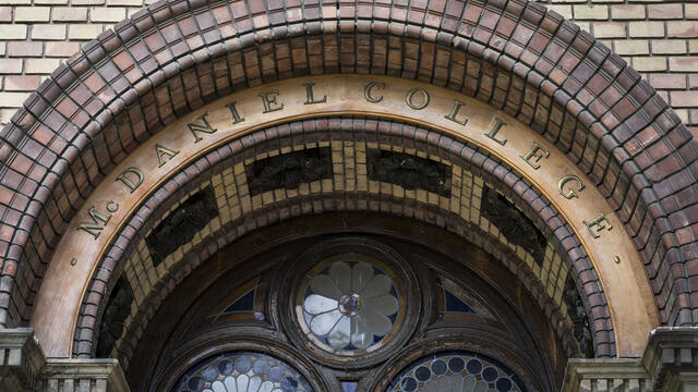 McDaniel College entrance sign in Budapest.