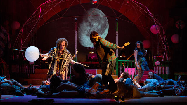 Theatre Arts students in performance of Hair, the Musical.