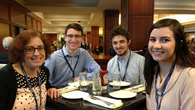 McDaniel Psychology professor Wendy Morris (left) with students Matt Allen, Max Seigel and Katie Keegan at the Association for Psychological Science conference in Boston.