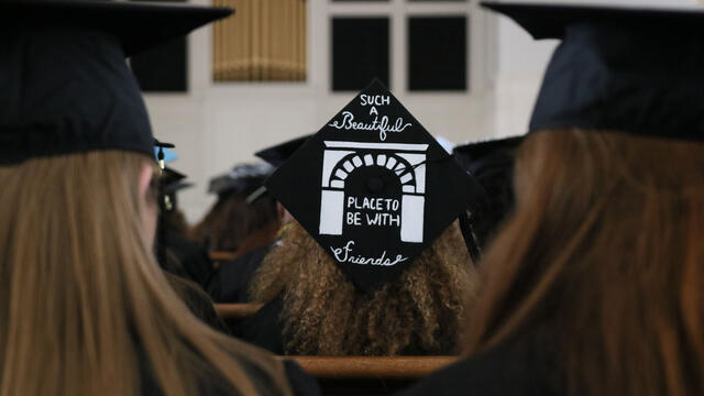 Mortar board at commencement.
