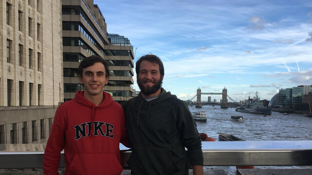 Will Giles and Wade Bishop in London during their study abroad semester
