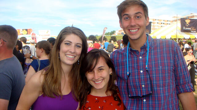 McDaniel Biology alumni and best friends Rebekah James, Catherine O'Keefe and Luke Schmidt