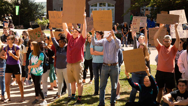 Students march to bring awareness to climate change.