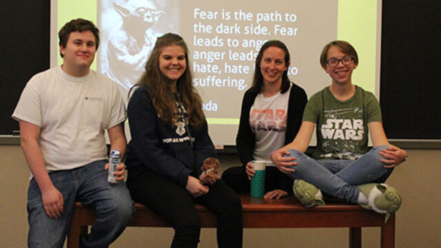 Students and professor in Psychology of Star Wars First Year Seminar