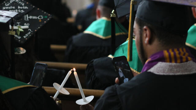 students at commencement