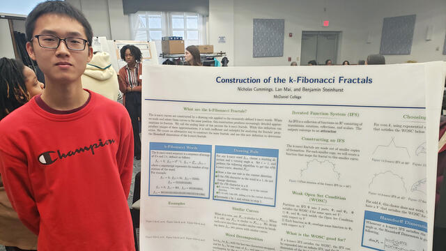 McDaniel College student Lan Mai presented at the Maryland Collegiate Honors Conference, Feb. 28-29. Mai’s poster presentation was titled “Construction of the k-Fibonacci Fractals" and based on his summer research.