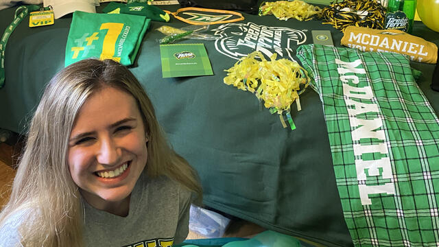 Rachel Allen received the surprise announcement that she has been selected as a Dorsey Scholar at McDaniel College