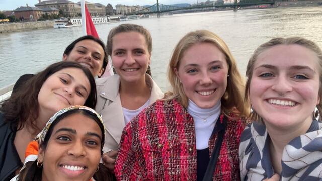 A group photo of McDaniel students studying abroad in Budapest.