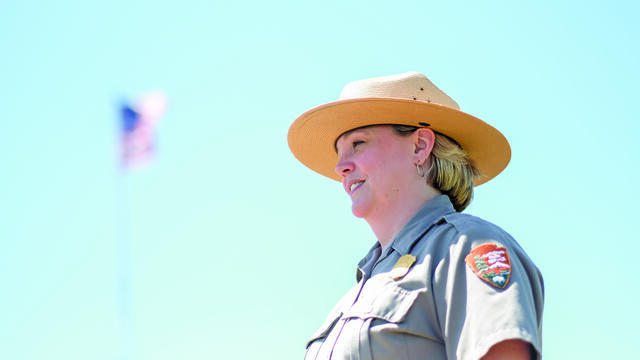 Abbi Wicklein-Bayne in her National Park Ranger uniform. 