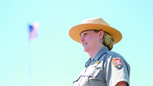Abbi Wicklein-Bayne in her National Park Ranger uniform.