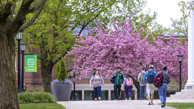Students walking on McDaniel campus