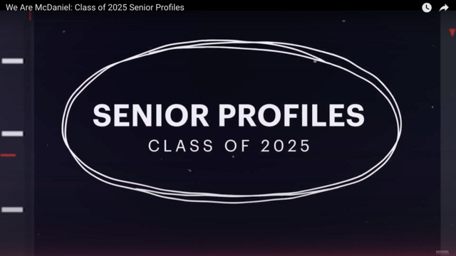 Video Cover Image: Dark Background with with white circle surrounding heading: Senior Profiles: Class of 2025; 