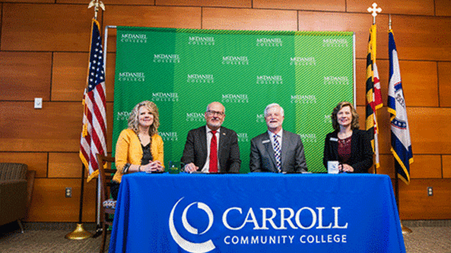 Officials from McDaniel College and Carroll Community College Articulation Signing Ceremony for Education
