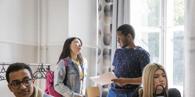 Students in Budapest campus classroom.