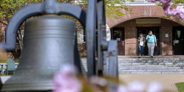 Hoover Library view from behind the bell.