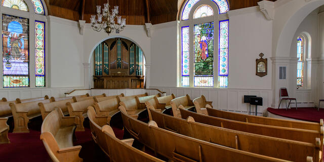 Interior of Baker Memorial Chapel.