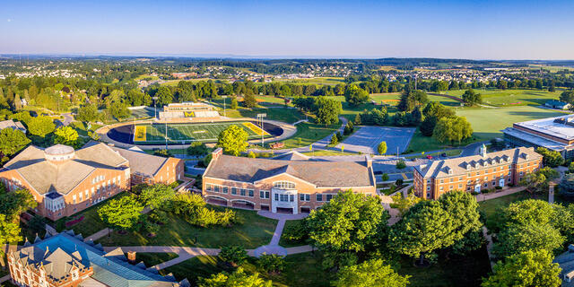 Aerial view of McDaniel College campus.