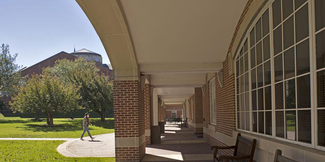 Outside angle of Merritt Hall.