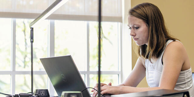 student at computer